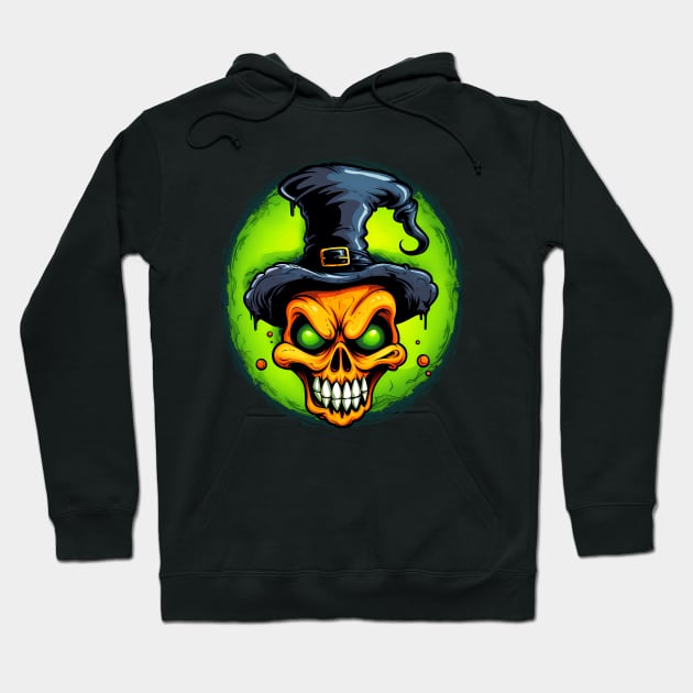 SpookTober Halloween Skull-Pumpkin Hoodie by Juka